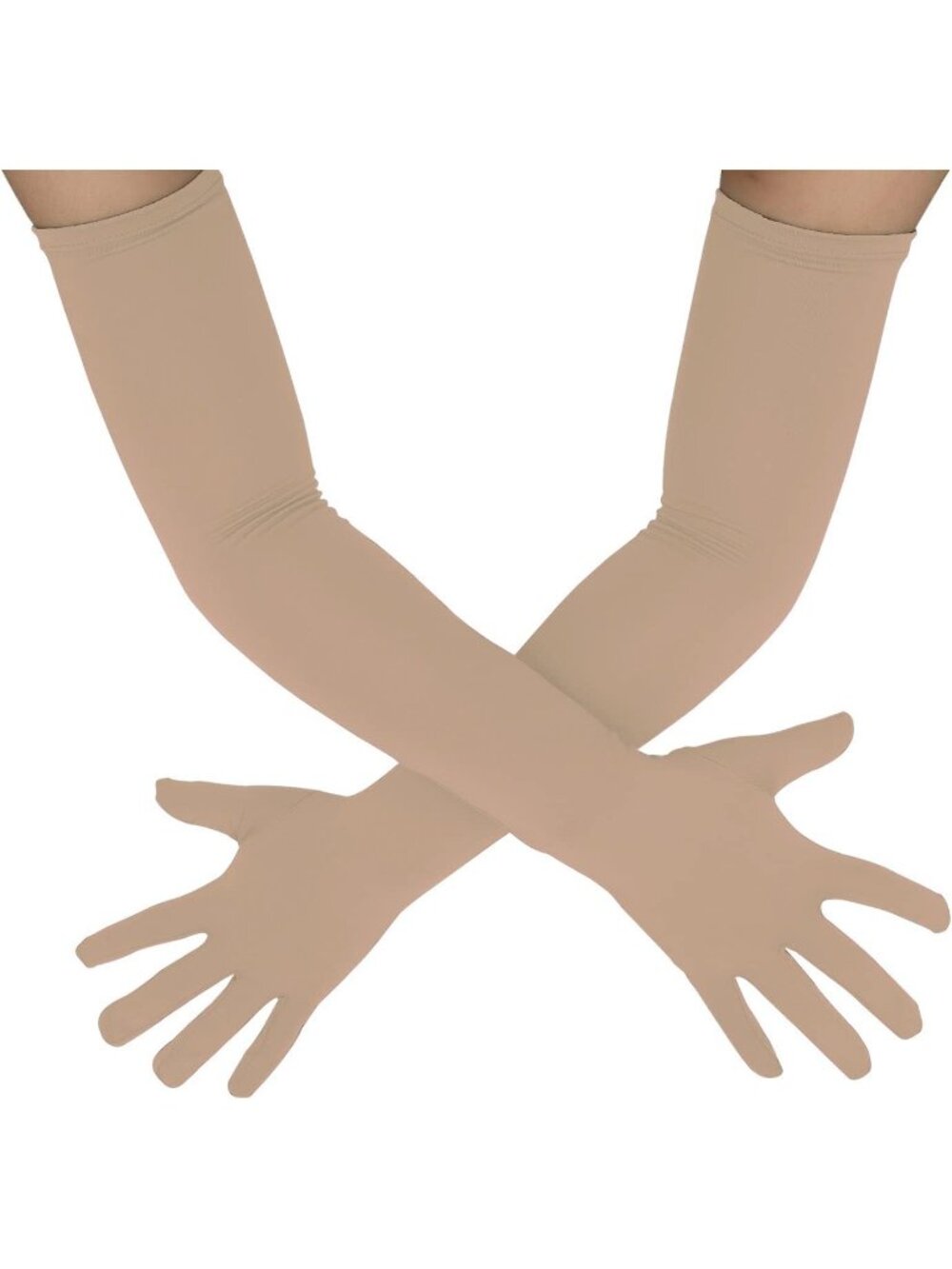 Men's And Women's Nude Stretchy Costume Gloves Banquet Spandex Long Gloves